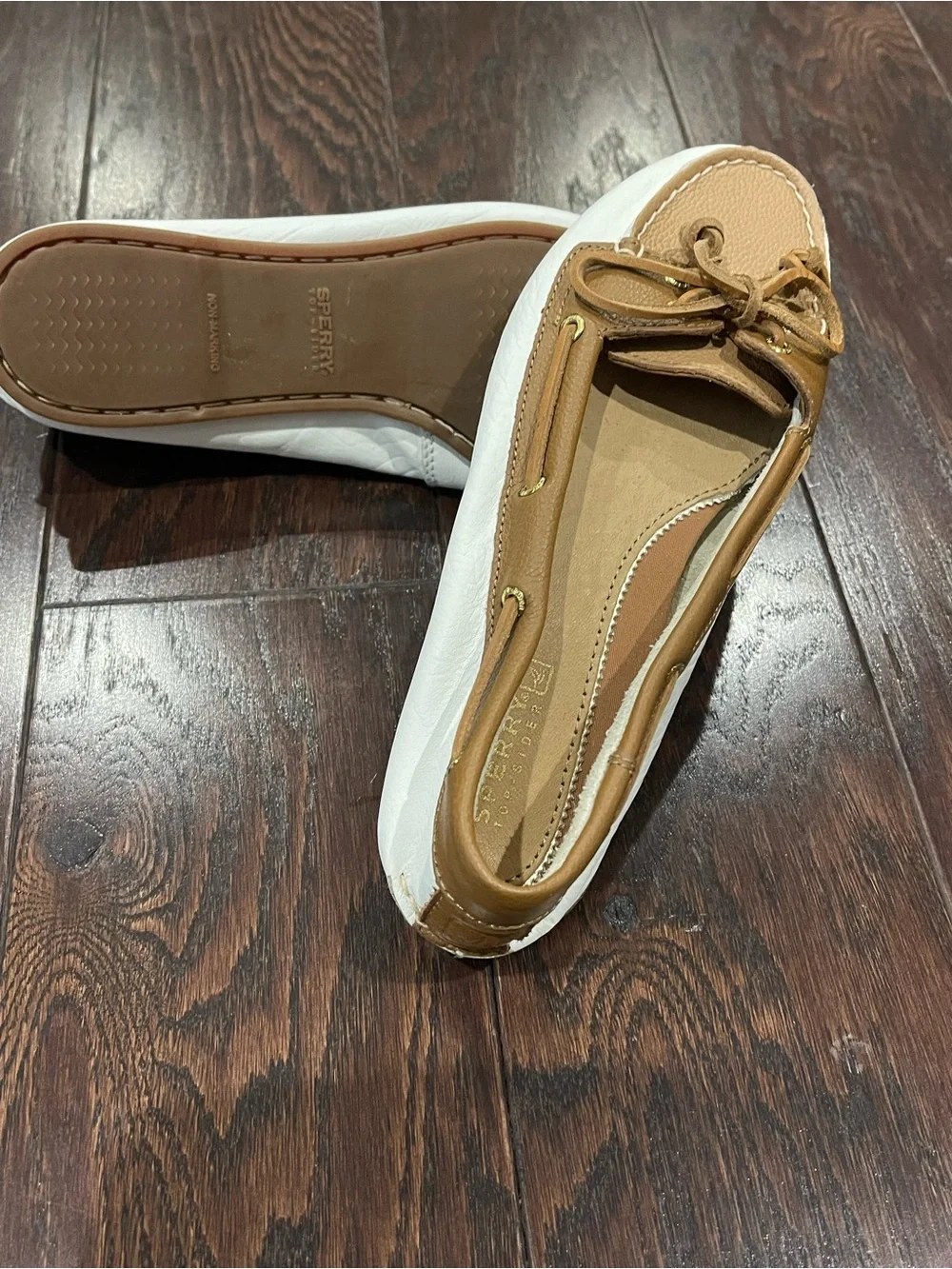 Sperry Top Sider Womens 7M Off White Tan Leather 000000000000